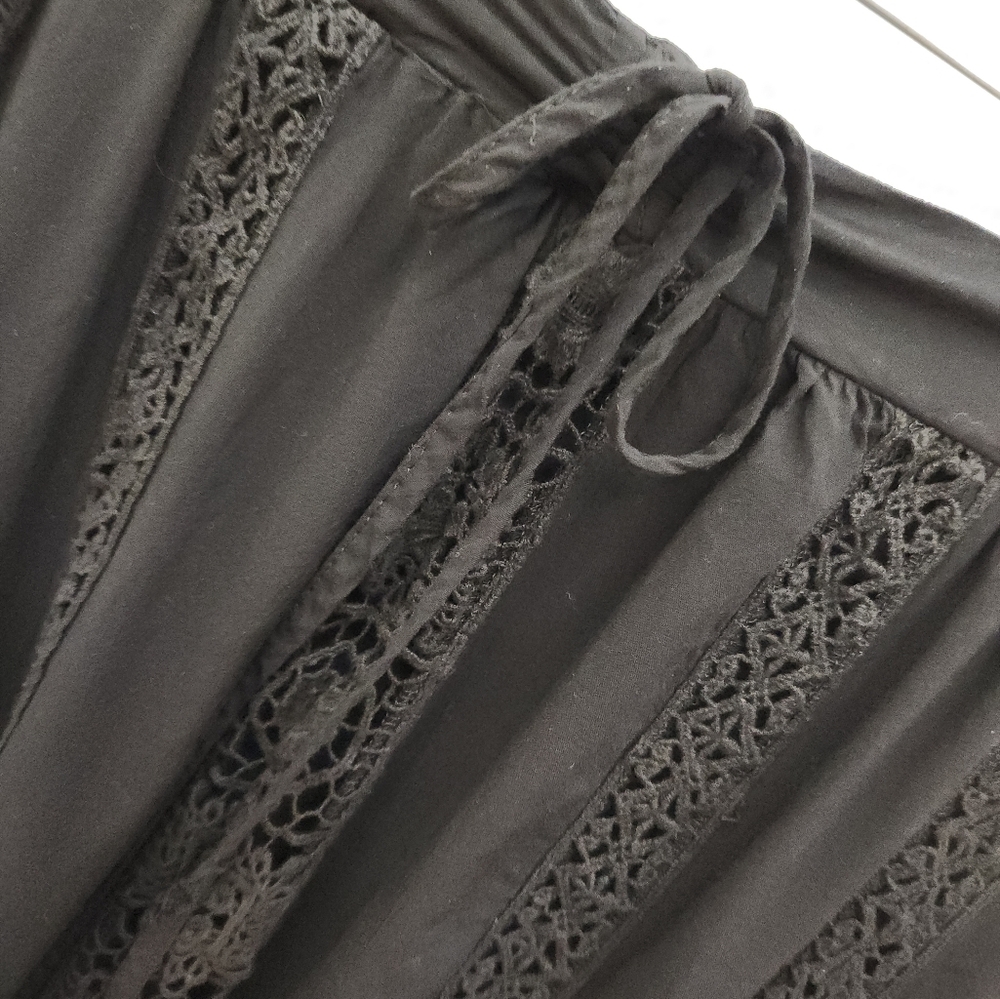 Mororello Gypsy Lace Black Bohemian Maxi Skirt ‎ Size Small